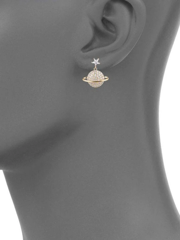 Eye Candy LA Luxe 14K Goldplated & Cubic Zirconia Planet Drop Earrings 2