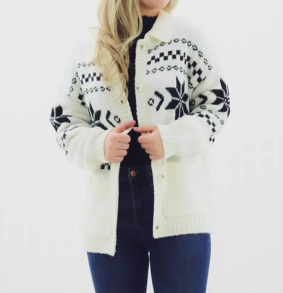 Sunday Edition Sunday Edition - Button Down Nordic Pattern Sweater Cardigan