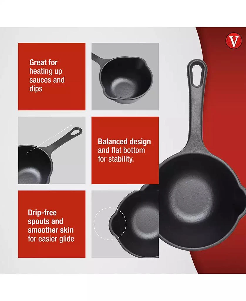 Victoria Cast Iron Sauce Pan. 0.45qt Sauce Pot Seasoned 4