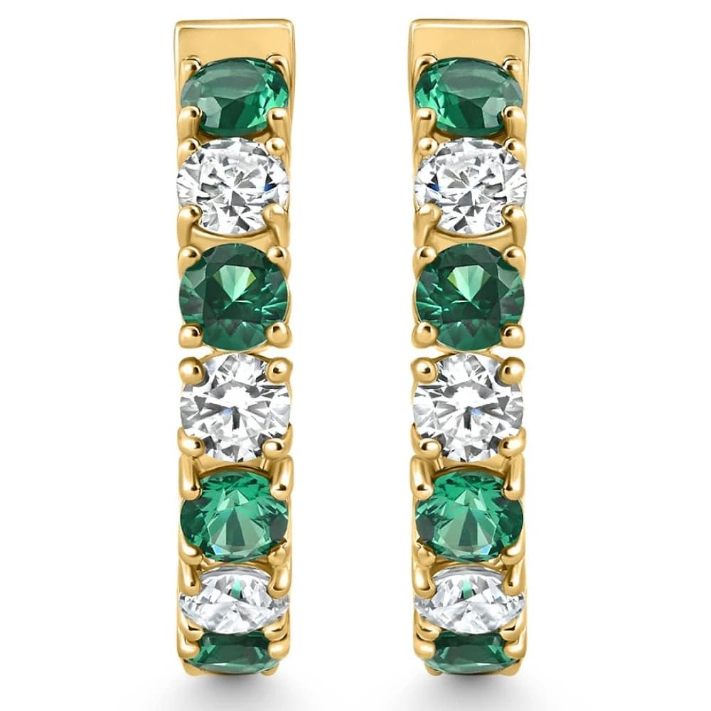 Pompeii3 4 1/2Ct Emerald 
Diamond Hoops White or Yellow Gold Lab Grown 1" Tall 2