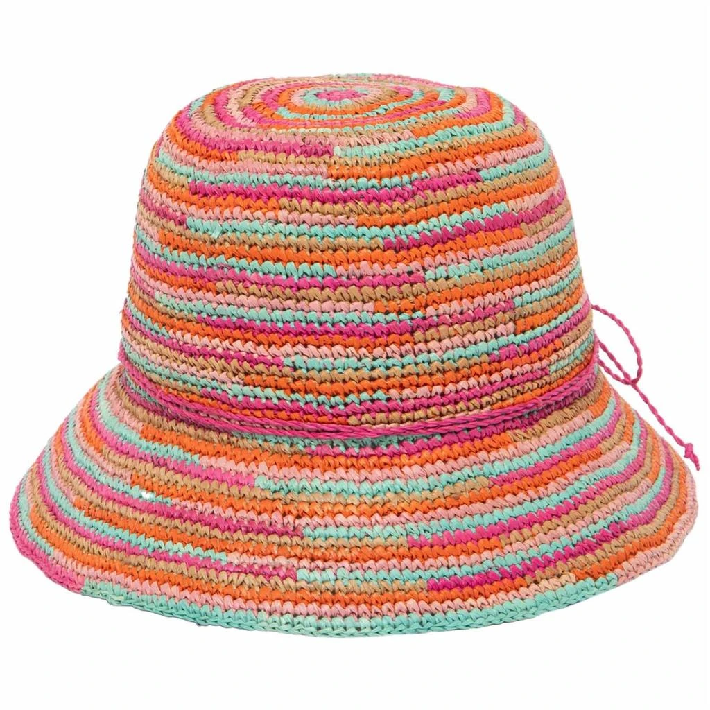 San Diego Hat Company Women's Iris Crochet Raffia Packable Bucket Hat In Pink, Light Pink, Seafoam, Taupe, Orange 1
