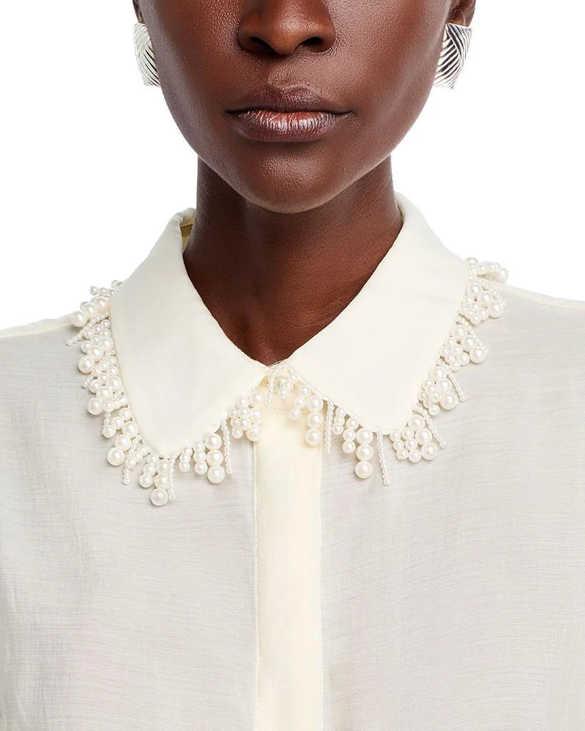 Gracia Faux Peal Trim Collar Top 5