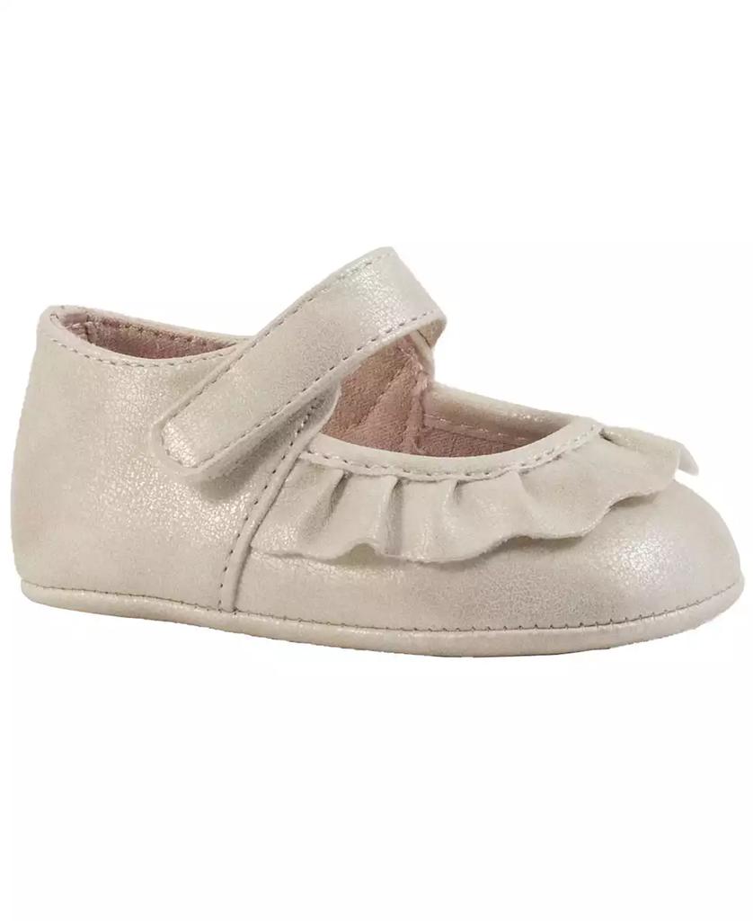 Baby Deer Baby Girl Shimmer PU Mary Jane with Pleated Scallop Overlay