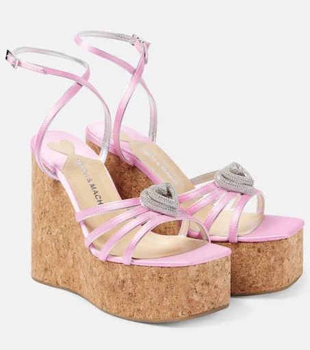 Mach & Mach Double Heart satin sandals 1