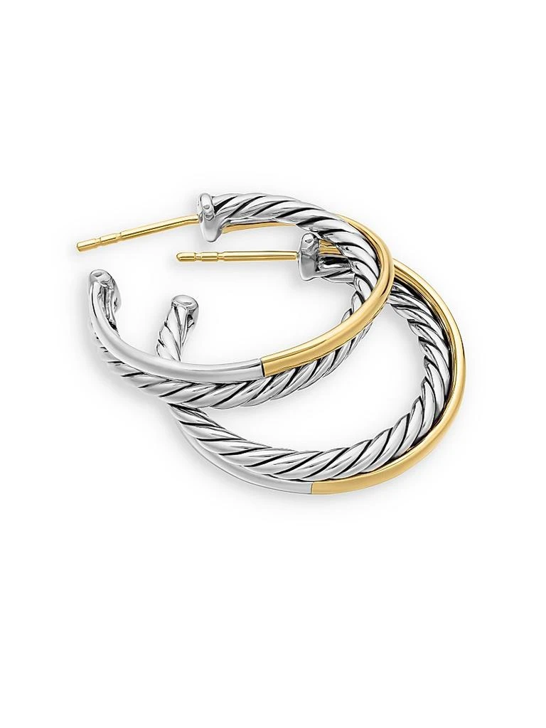 David Yurman Crossover Hoop Earrings in Sterling Silver with 18K Yellow Gold, 26.5mm 5