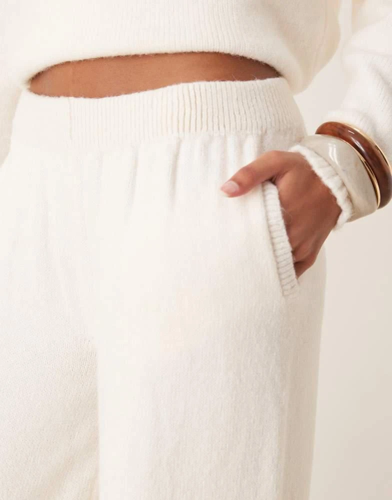 ASOS ASOS DESIGN fluffy knitted wide leg trouser co-ord in ecru 5