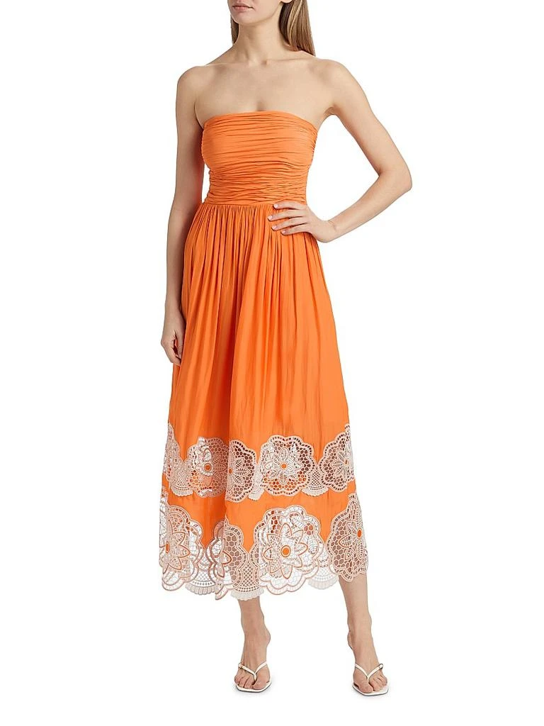 Ramy Brook Milani Strapless Floral Lace Midi-Dress 3