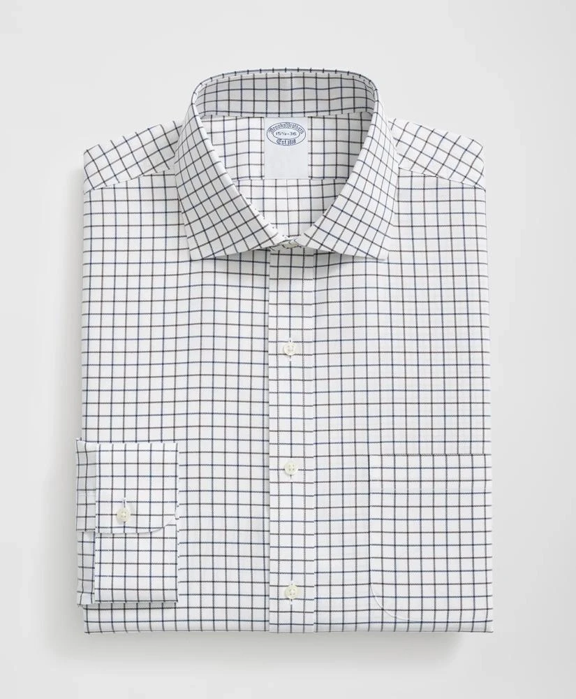 Brooks Brothers Stretch Supima® Cotton Non-Iron English Spread Collar, Alternating Windowpane Dress Shirt 4