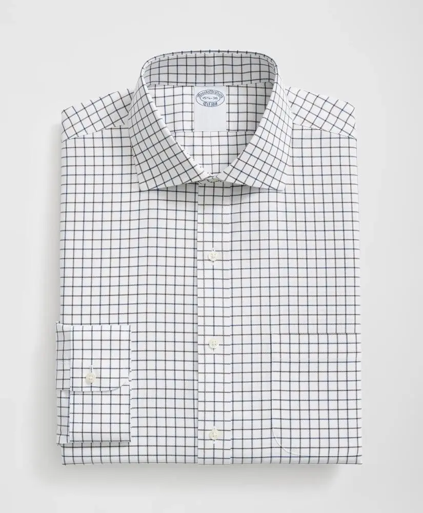 Brooks Brothers Stretch Supima® Cotton Non-Iron English Spread Collar, Alternating Windowpane Dress Shirt 3