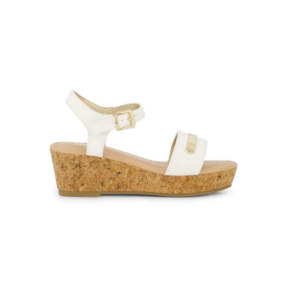 DKNY Little and Big Girls Amber Metal Strap Wedge Sandals