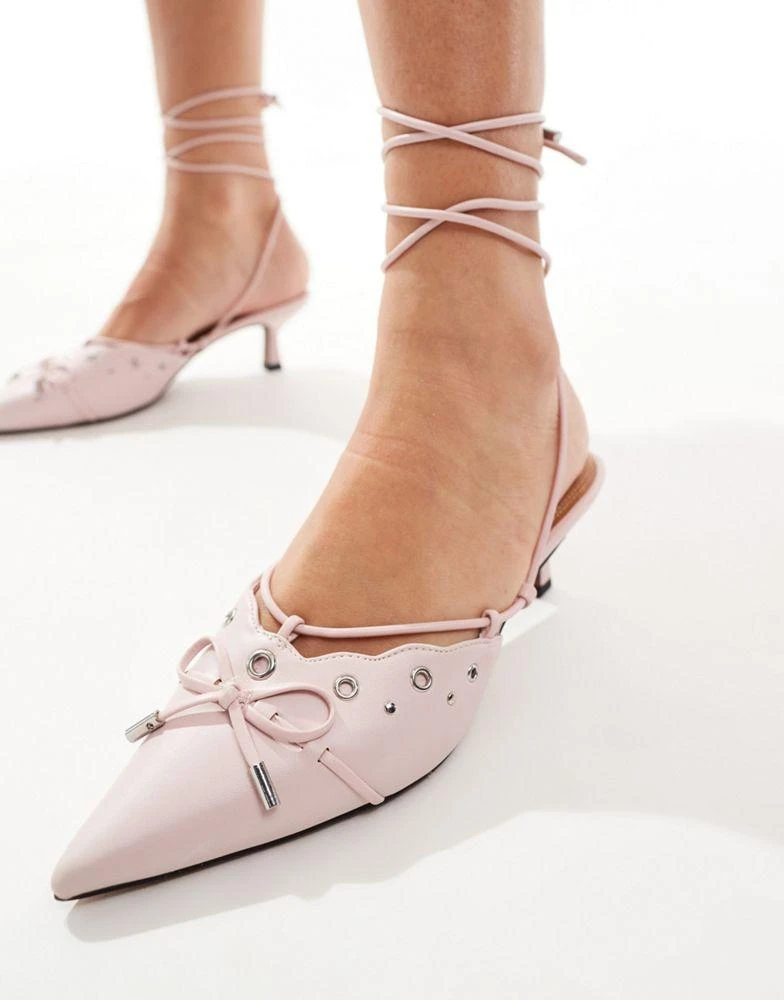 River Island River Island mule kitten heel with bow in light pink 2