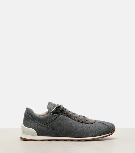 Brunello Cucinelli Leather-trimmed felt sneakers 4