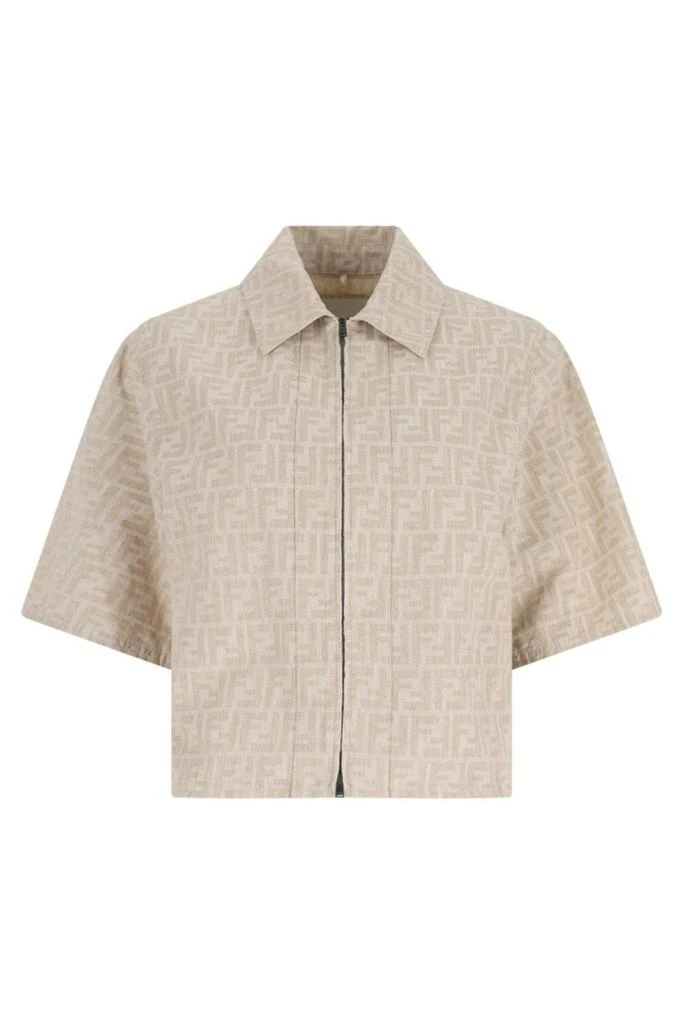 Fendi Fendi FF Chambray Zipped Cropped Jacket 1