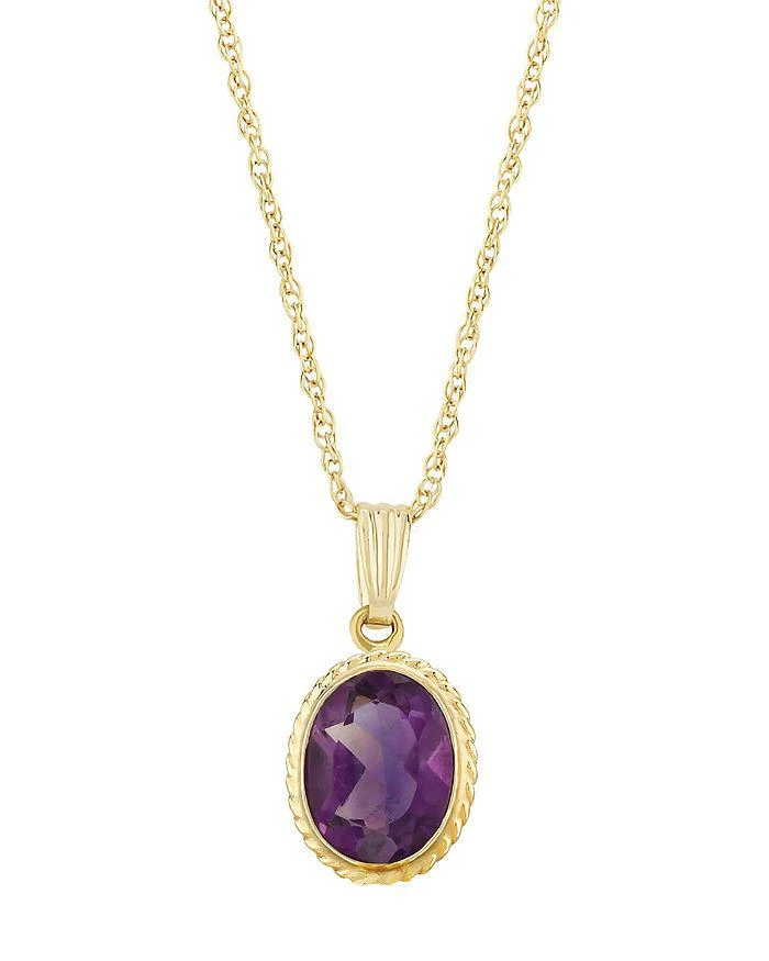 Bloomingdale's Fine Collection Gemstone Faceted Oval Pendant Necklace in 14K Yellow Gold, 18" 1