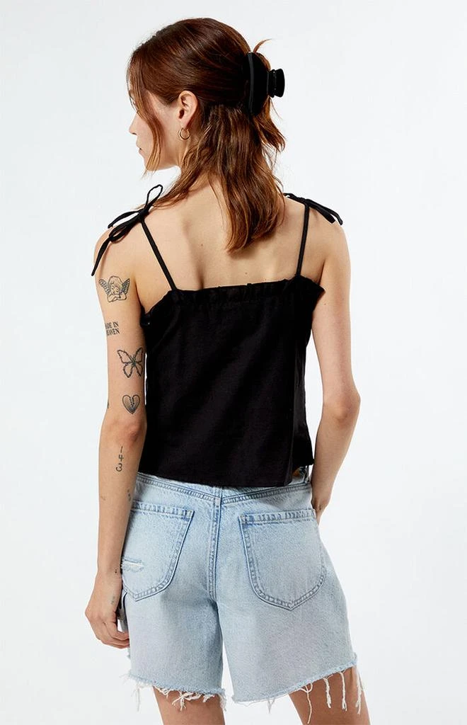 Daisy Street Linen Lace Up Ruched Top 3