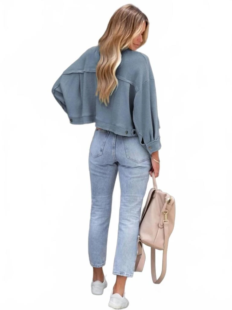 Lily Clothing Waffle Denim Jacket In Blue 2