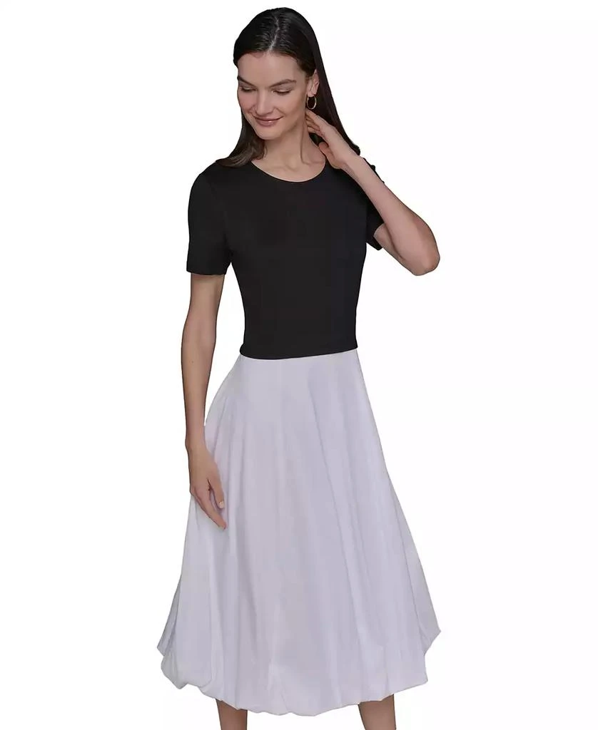 knee length dresses for ladies PHOEBE BUBBLE MIDI DRESS IN PU  AKIRA