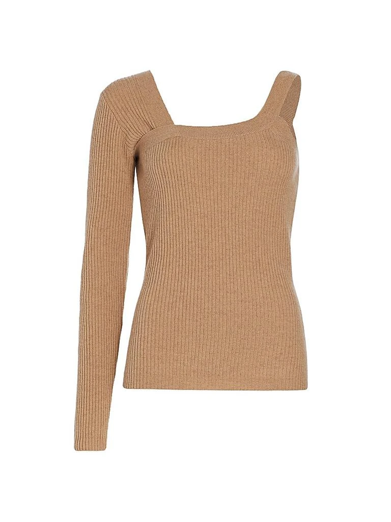 Naadam Wool-Cashmere Ribbed Asymmetrical Sweater 1
