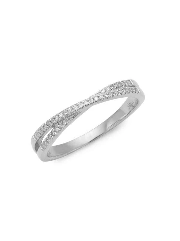 Saks Fifth Avenue 14K White Gold & Diamond X Ring/Size 7 1