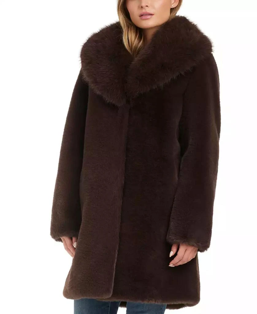 JONES NEW YORK Women's Faux Fur Shawl Collar Coat 1