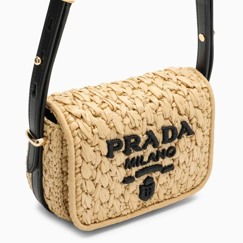 Prada Natural and black raffia shoulder bag 6