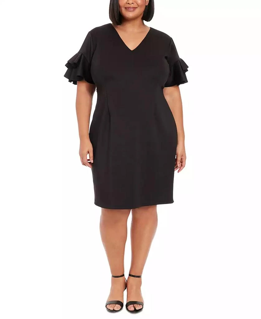 London Times Plus Size Ruffled-Sleeve Shift Dress 1