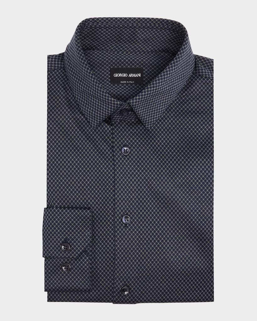 Giorgio Armani Layered Navy Blue Shirt With Band Collar And