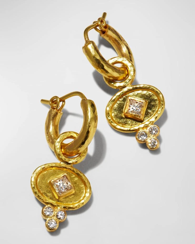 Elizabeth Locke 19K Gold Oval Diamond Earring Pendants 3