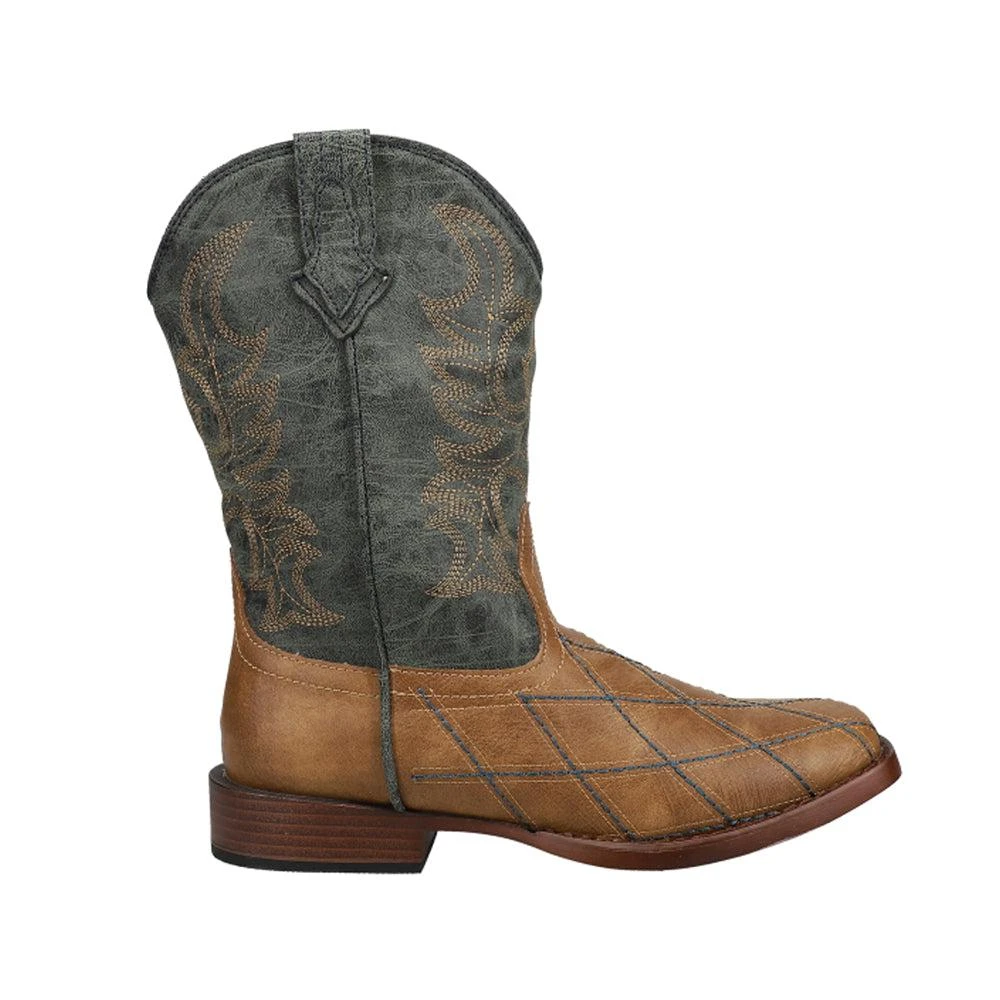 Roper Cross Cut Embroidery Round Toe Cowboy Boots (Big Kid)