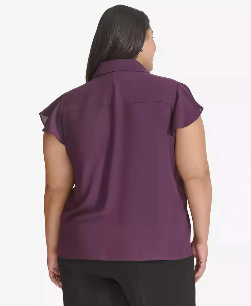 Calvin Klein Plus Size Ruffled Cap-Sleeve Blouse 2