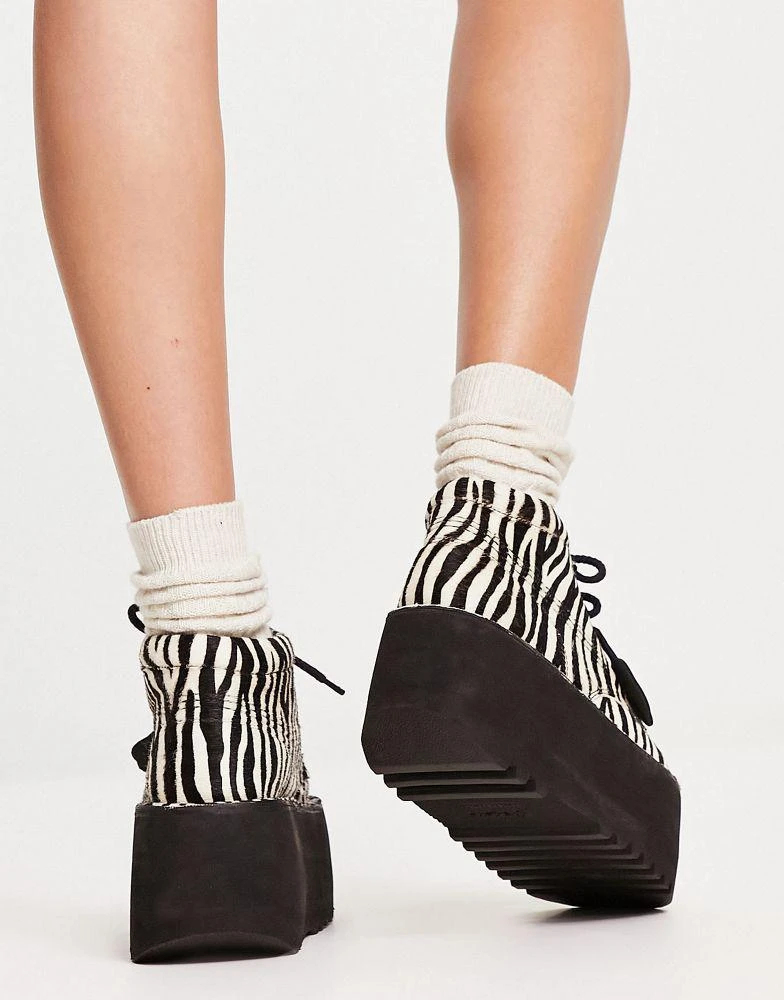 KICKERS Kickers Kick hi platform boots in zebra print 2