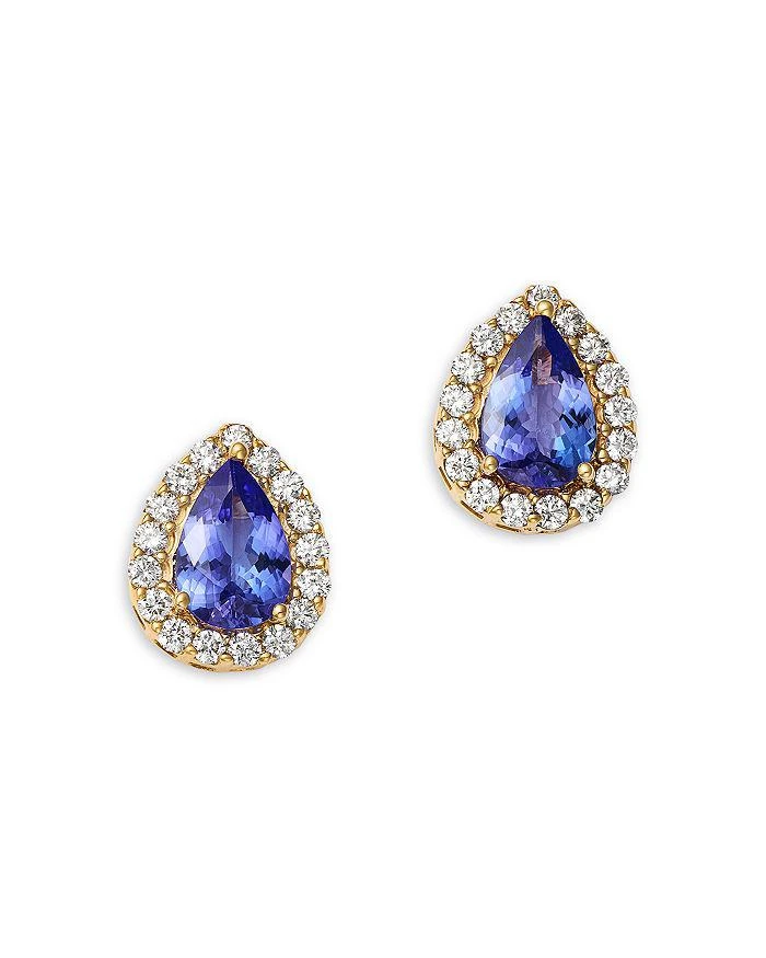 Bloomingdale
s Fine Collection Tanzanite 
Diamond Halo Pear Stud Earrings in 14K Yellow Gold
