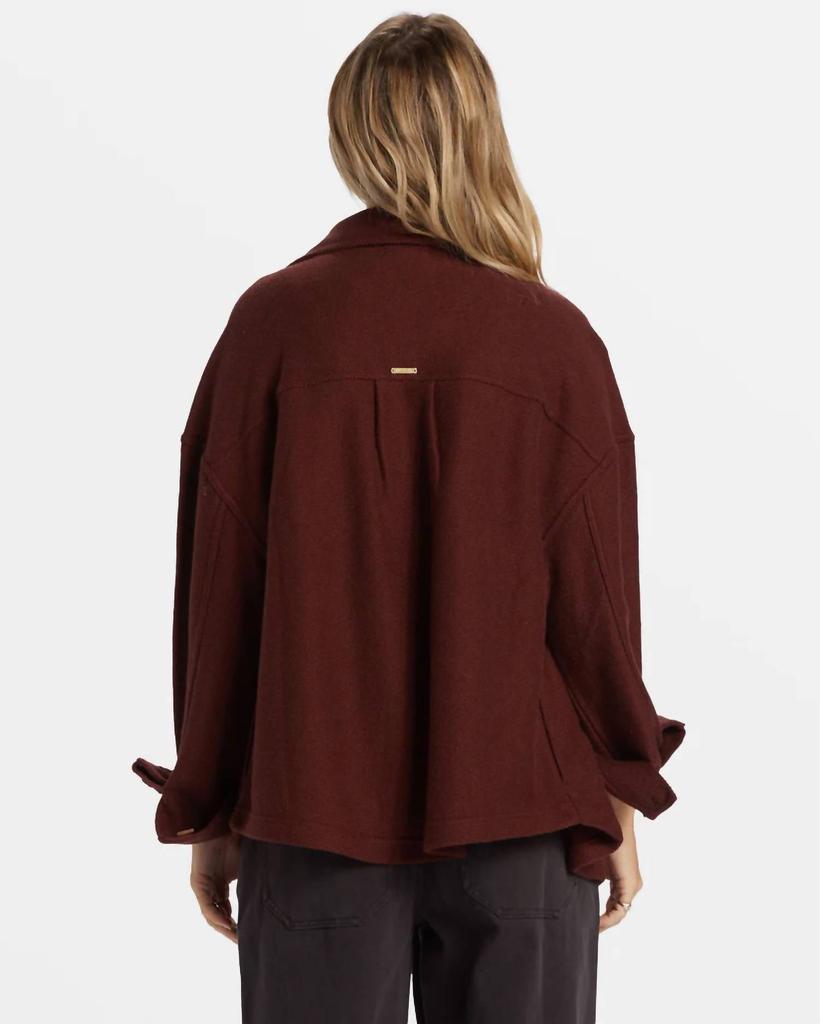 Billabong Everytime Oversized Shacket In Light Chocolate Brown