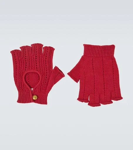 Valentino Ribbed-knit cotton fingerless gloves 1