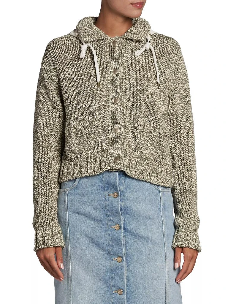 Moncler Cotton-Blend Knit Hooded Cardigan 3