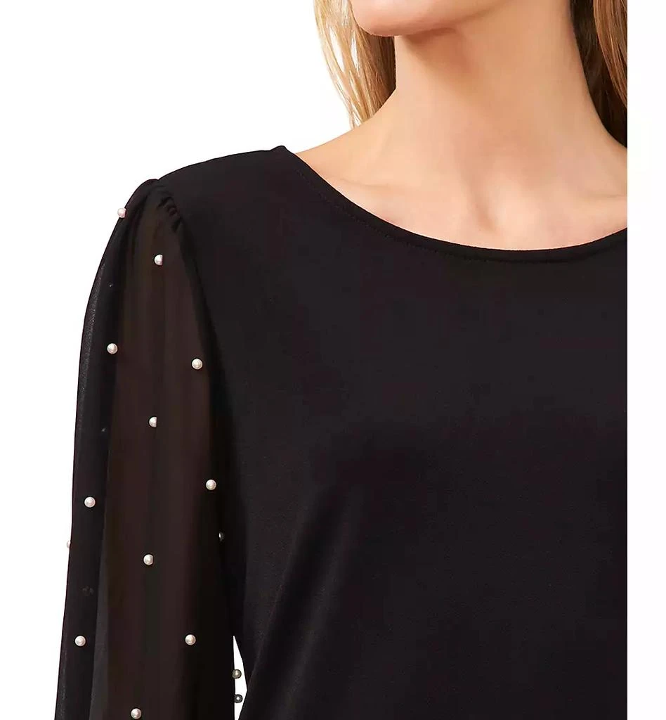 CeCe Women's Mixed Media Imitation-Pearl-Stud Top 3