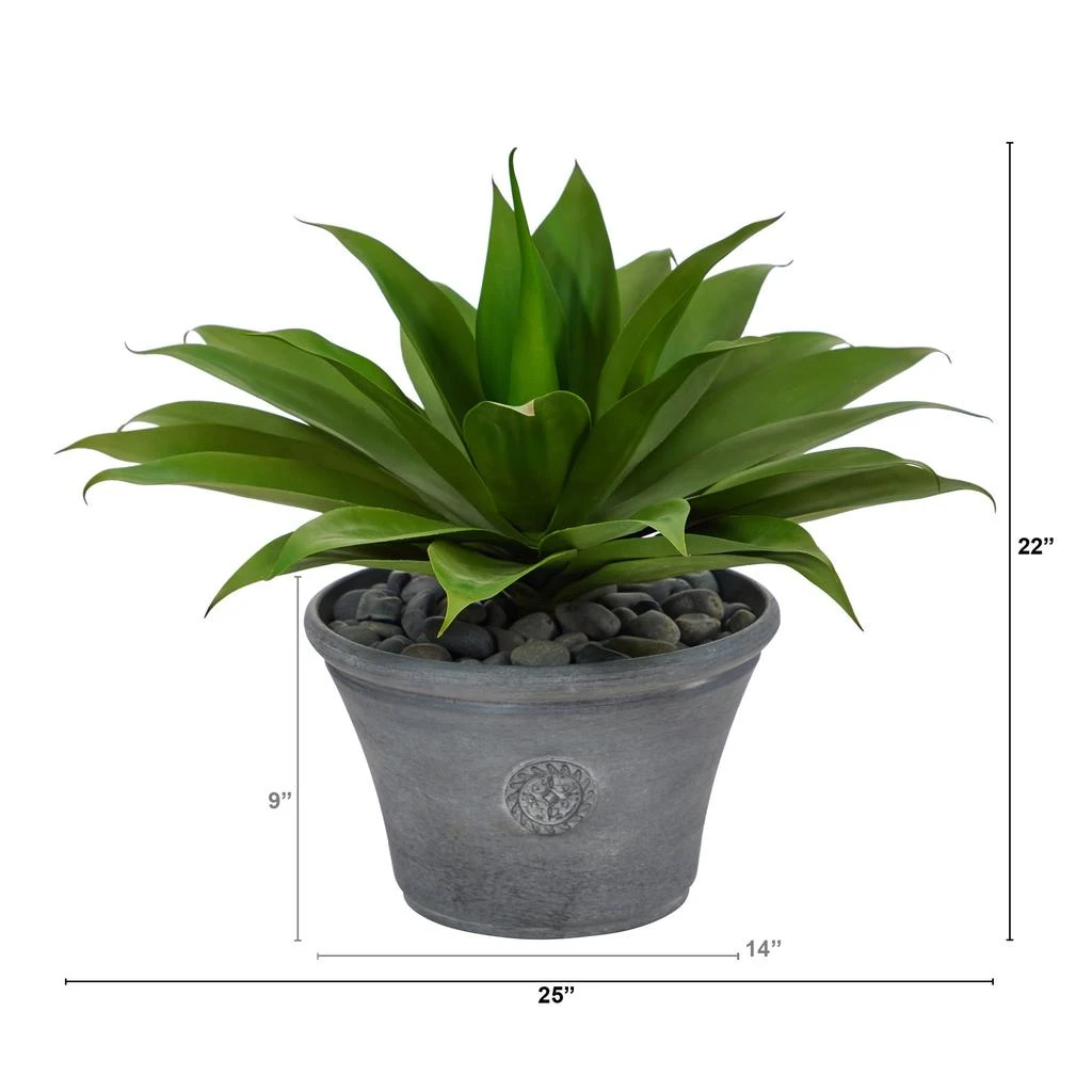 HomPlanti Agave Succulent Artificial Plant in Gray Planter 22" 2