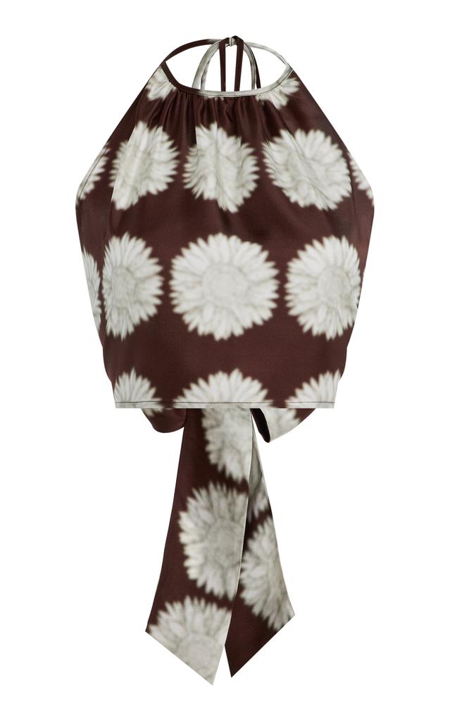 Asceno Asceno - The Bello Floral-Print Silk Top - Brown - L - Moda Operandi