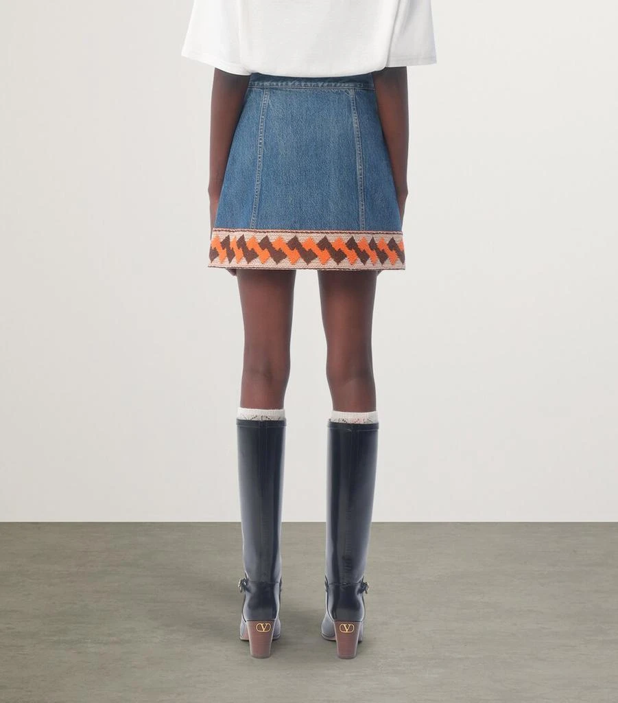 Valentino Embroidered Mini Denim Skirt 5