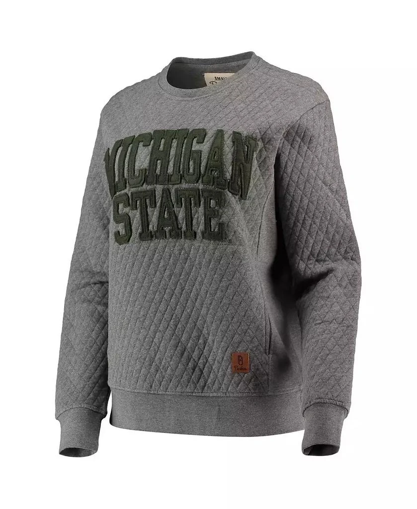 Pressbox Women's Heather Charcoal Michigan State Spartans Moose Quilted Pullover Sweatshirt 2