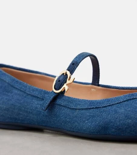 Gianvito Rossi Carla denim Mary Jane flats 5