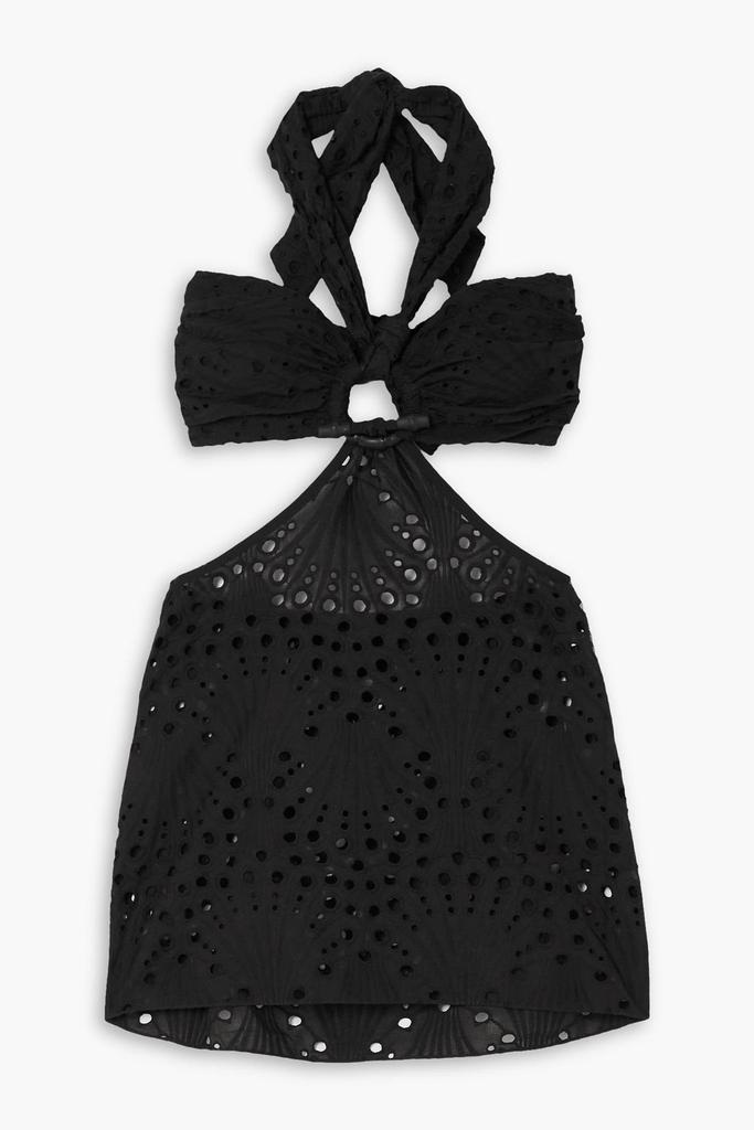 JOHANNA ORTIZ Uncu cutout broderie anglaise cotton halterneck mini dress