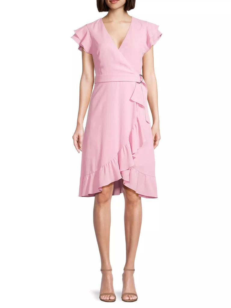 Laundry by Shelli Segal Belted Flutter-Sleeve Dress 3