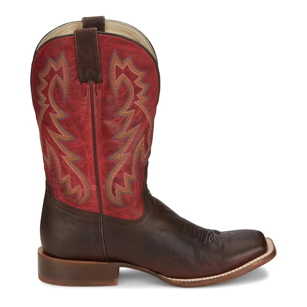 Tony Lama Luciano Embroidered Wide Square Toe Pull On Cowboy Boots 1