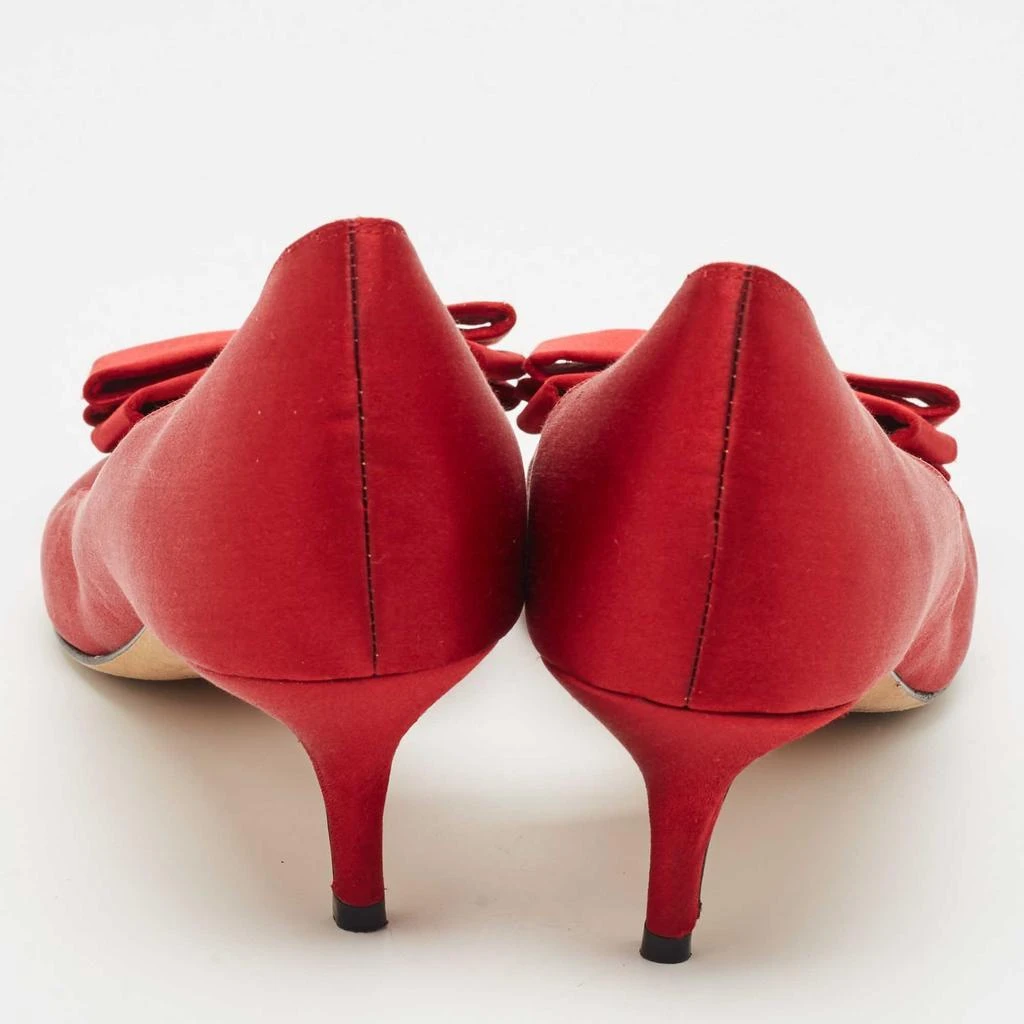 Oscar de la Renta Oscar de la Renta Red Satin Pointed Toe Bow D'orsay Pumps Size 41 5