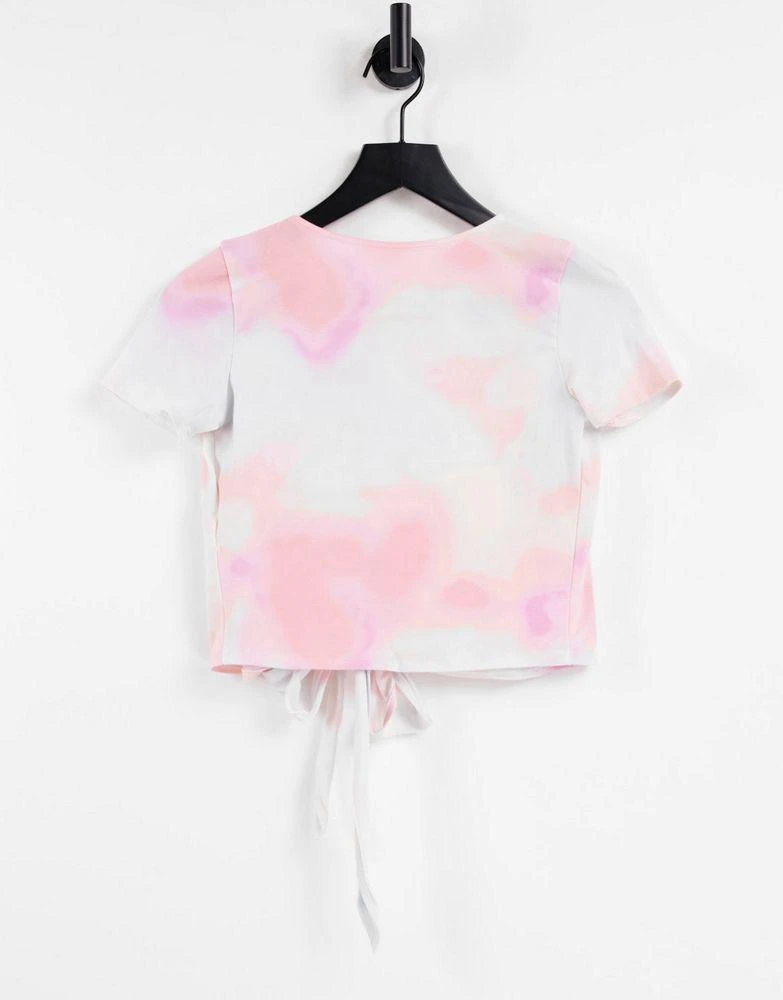 Hollister Hollister tie front wrap t-shirt in tie dye 2