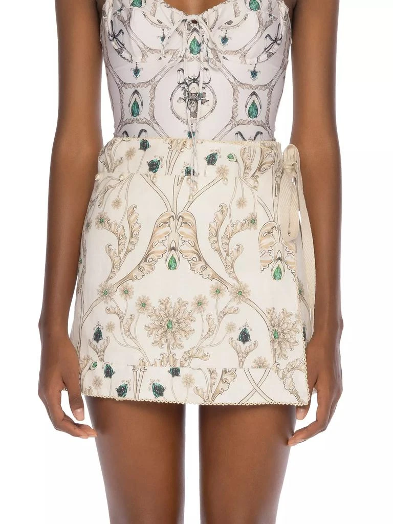 Agua by Agua Bendita Alma Luna Printed Linen Miniskirt 3