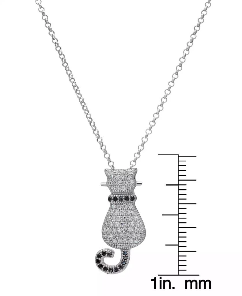 Macy's Black Spinel (1/8 ct. t.w.) & Lab Grown White Sapphire (5/8 ct. t.w.) Cat 18" Pendant Necklace in Sterling Silver 3