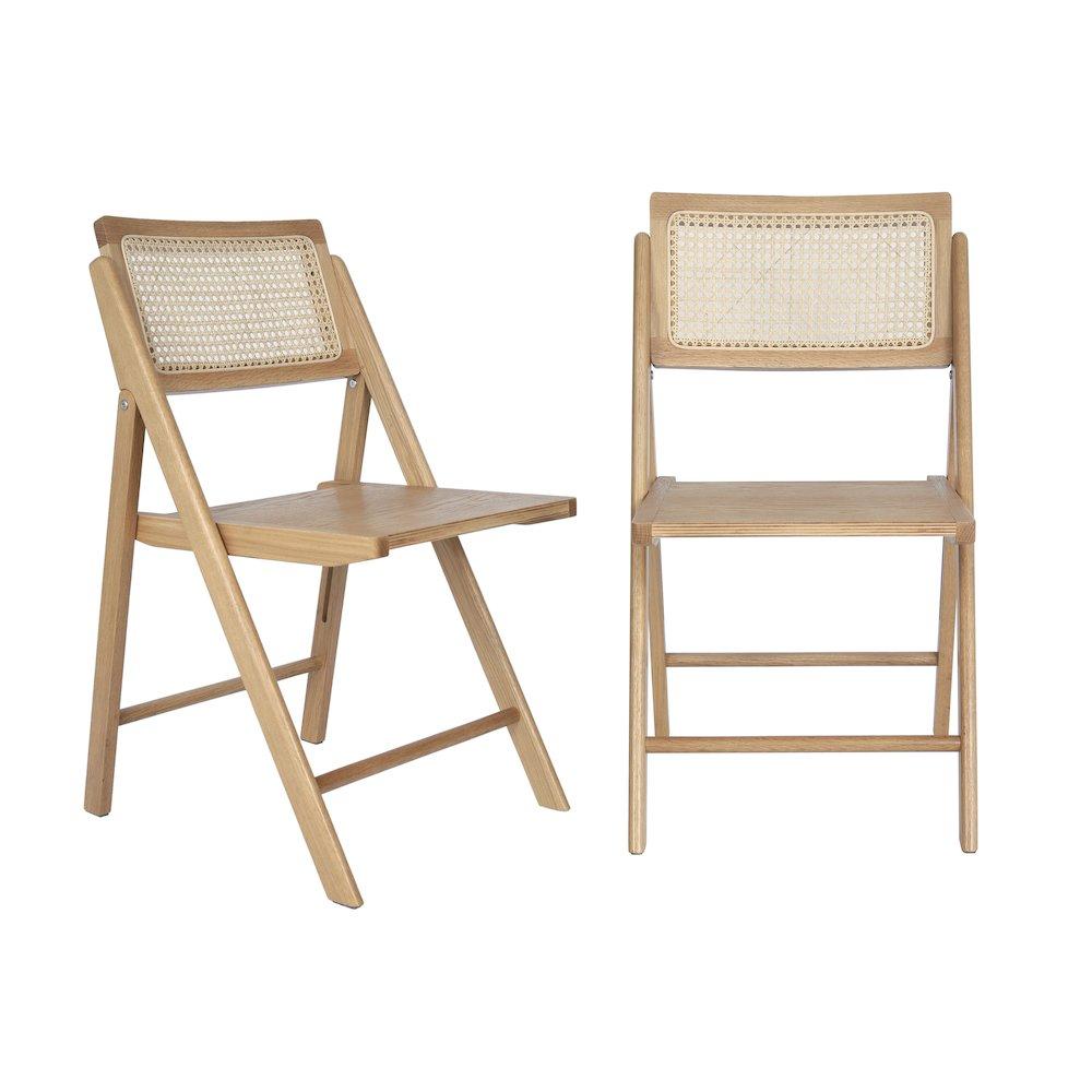 Flash Furniture Set of 2 Commercial Cane Rattan Folding Dining and Event Chairs, Natural