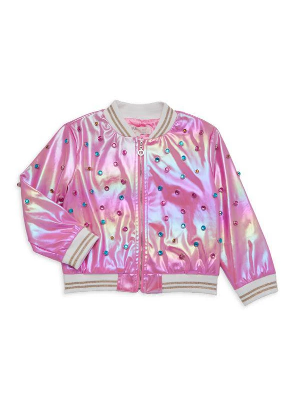 Baby Sara Little Girl's & Girl's Iridescent Faux Leather Bomber Jacket 1